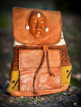 Load image into Gallery viewer, Mud Cloth Backpack - Mask with Cowrie Shells
